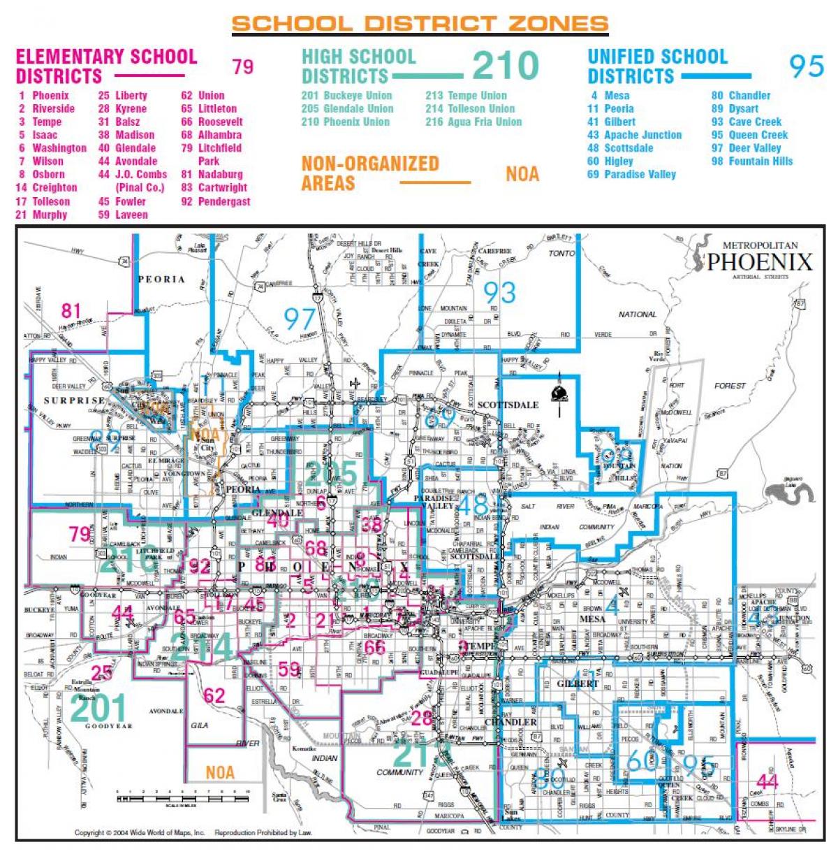 < ؛ ؛ > فینکس یونین کی ہائی اسکول ڈسٹرکٹ نقشہ